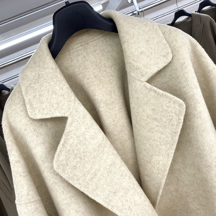 Mid-Length Slim Woolen Coat for Women End Cashmere Coat Standard Thickness Support