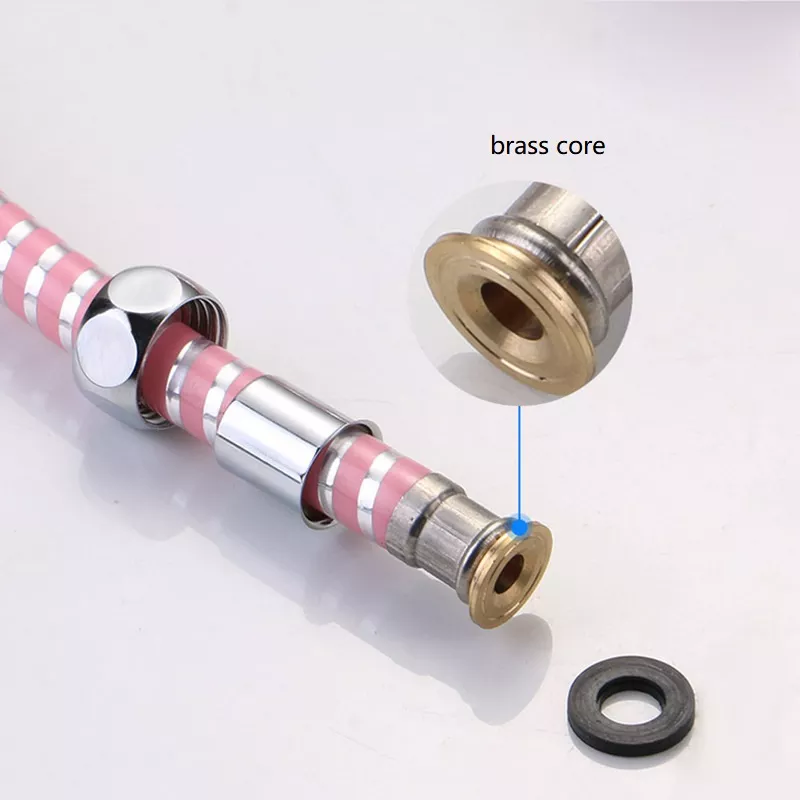 Silver 304 Stainless Steel Shower Hose Extra Long Chrome Handheld Hose For Bathroom