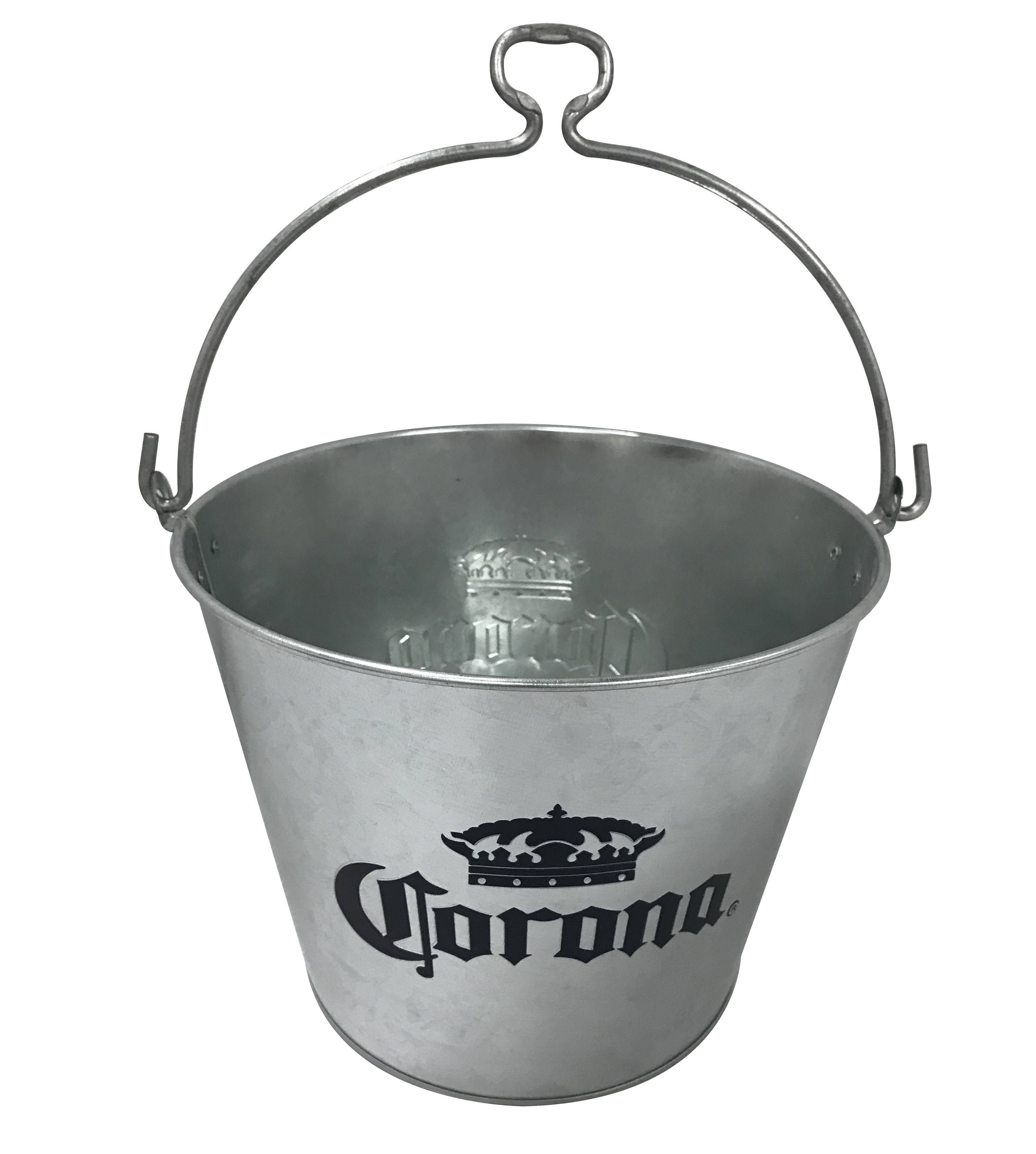 10L Silver Wine Cooler Bucket 0.25mm Galvanized Ice Bucket