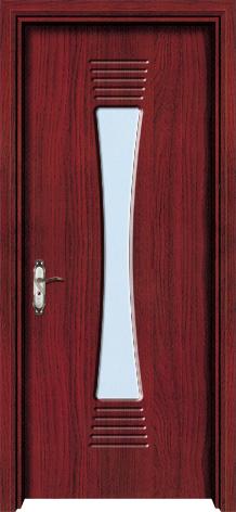 Solid Core Interior PVC Wood Doors From China Manufacturing, with clear tempered