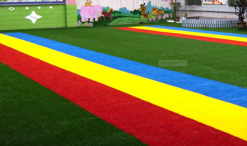 Soft Safe Harmless Colorful Artificial Grass / Blue Fake Grass Synthetic Lawn