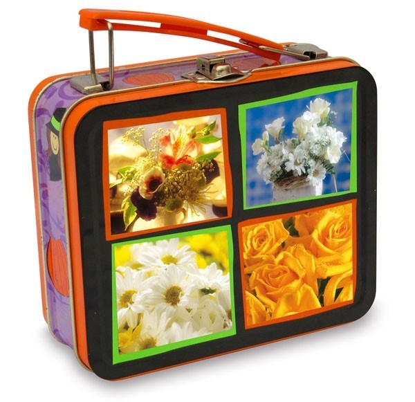 Custom Metal Lunch Tin Box With Handle On Top Thickness 0.23mm , UV Coating Printing