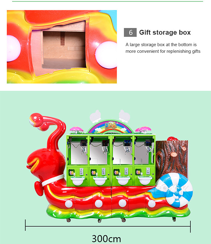 Coin Operated Colorful Snail Gift Machine 8 Players Toy Claw Machine For Kids