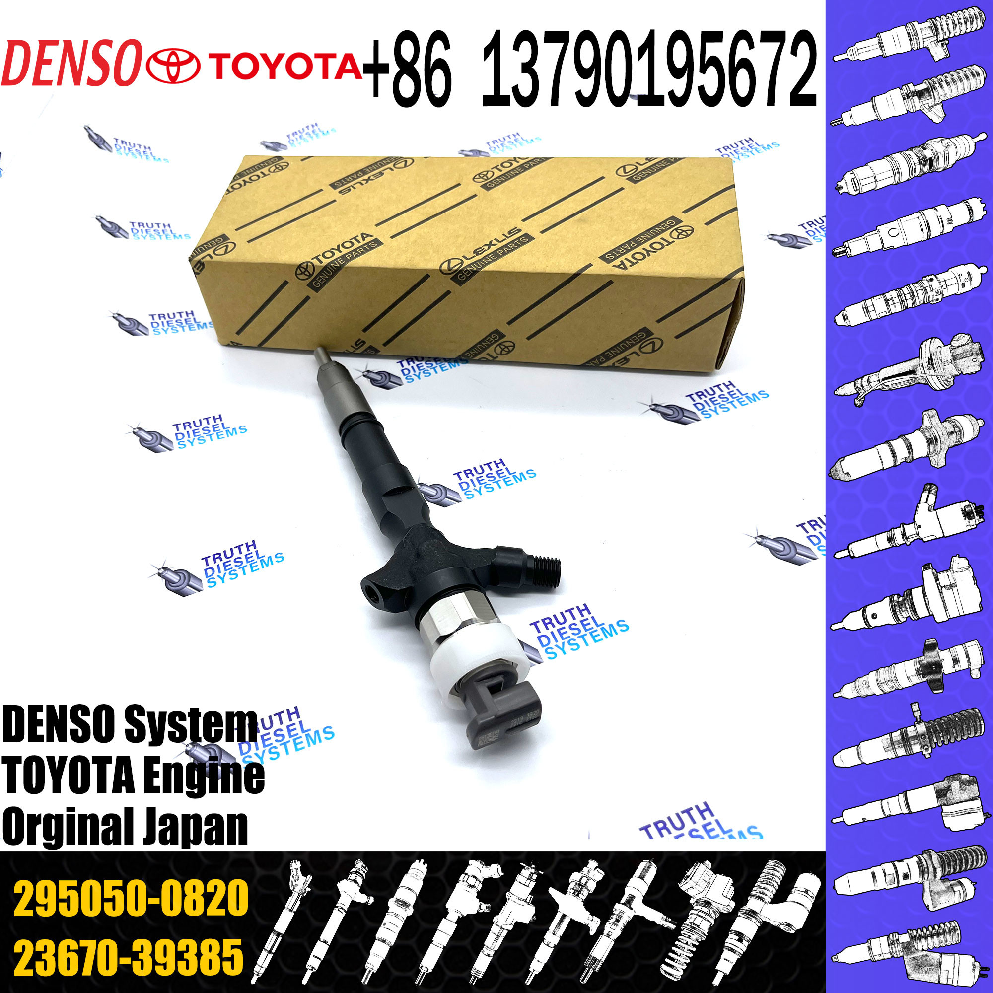 Genuine Injector 23670-30380 295050-0820 For Car Spare Parts 9709500-082 2950500820 2367030380
