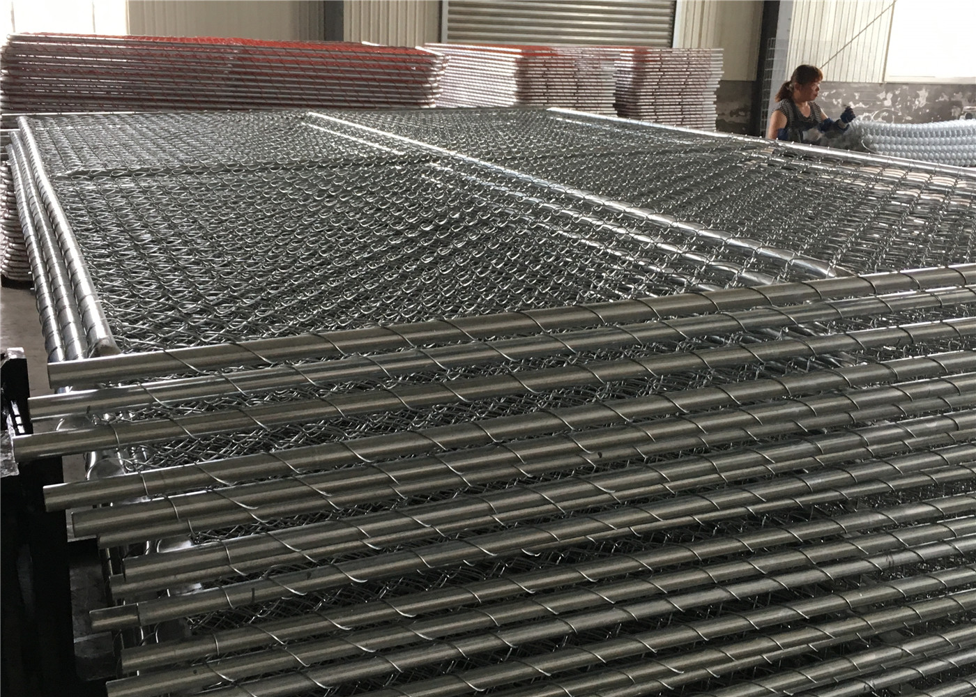 8 foot x 10 foot chain wire temporary fence panels 2 -3/8 inch mesh x 11.5 ga wire chain link portable fence