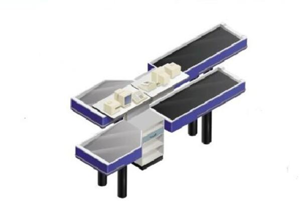 Firm Stable Supermarket Checkout Counter With Conveyor Belt Stainless Steel