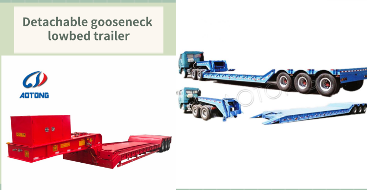 650-800mm Height 3 Axle 80T Front Loading Gooseneck Detachable Low Bed Trailer for Loading