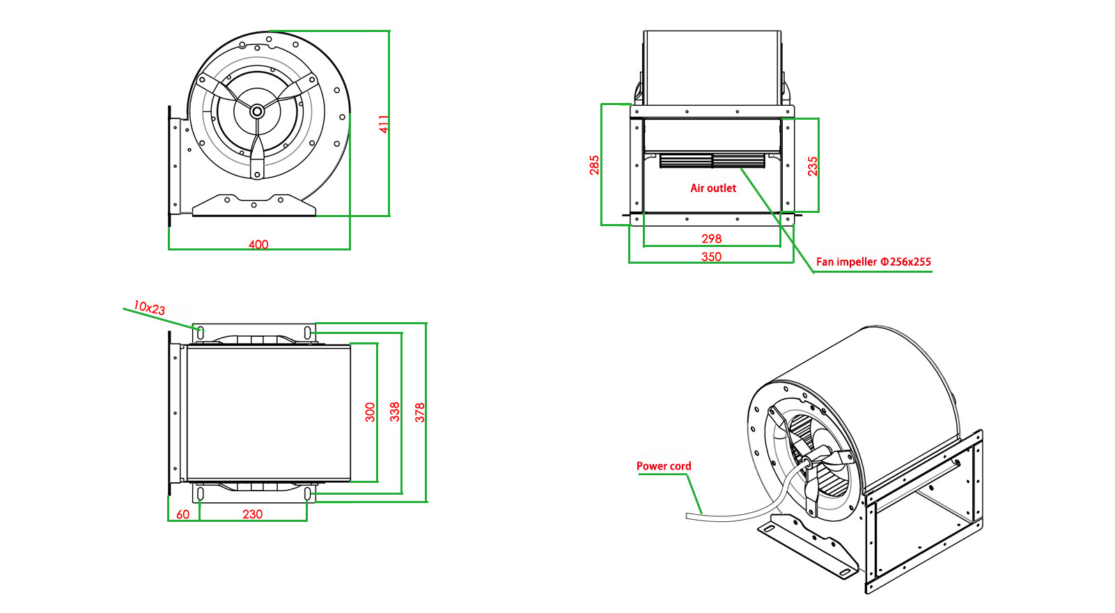 DKT In Line Cabinet External Centrifugal Extractor Fan Blowers Radial