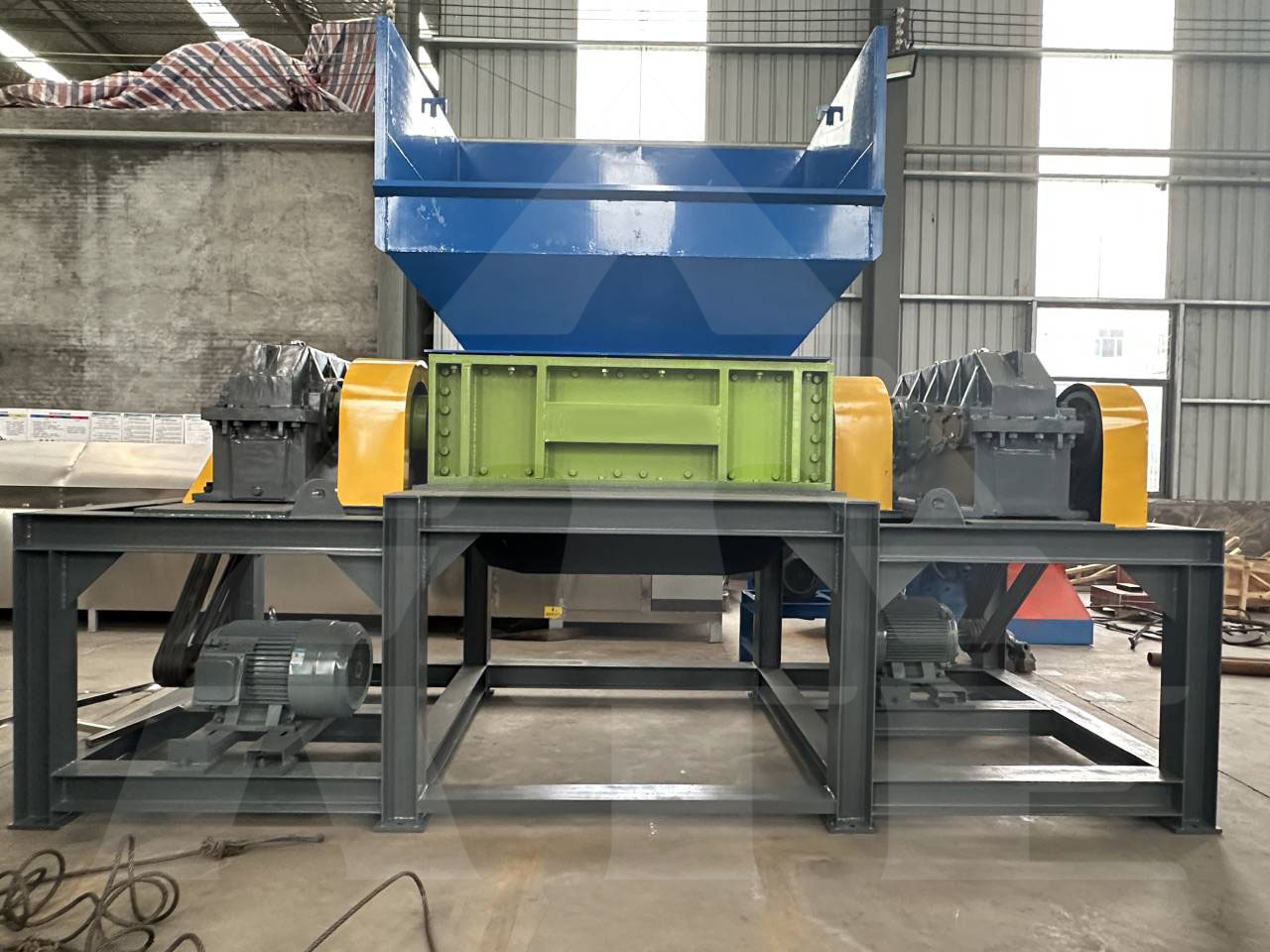 Dual Shaft Plastic Film Shredder Waste Recycling Two Shaft Shredder
