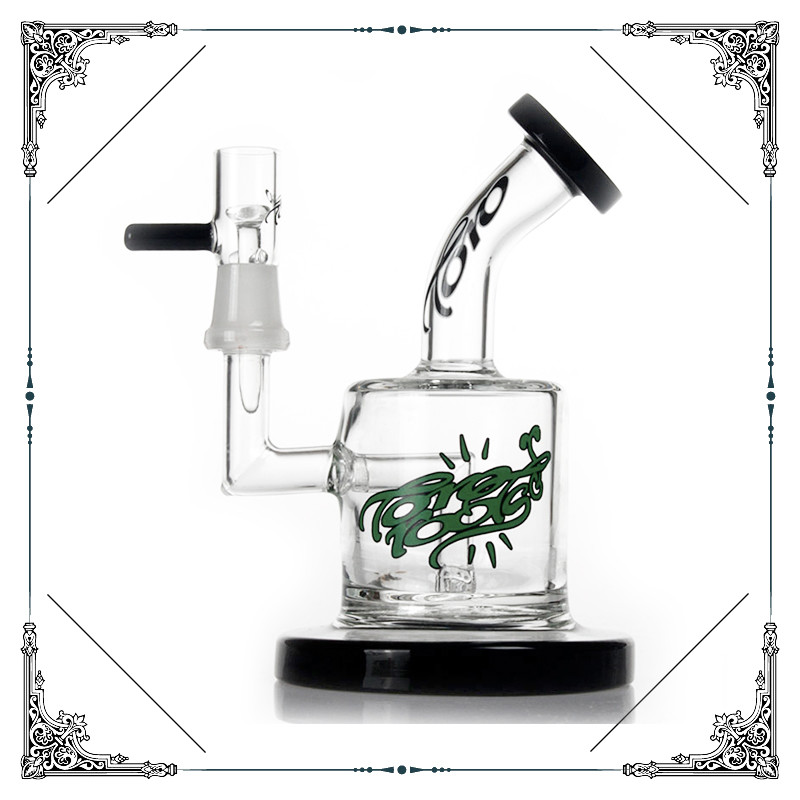 Mini Toro Glass Dab Oil Rigs With Percolator Hookah Bong Black Mouth And Base