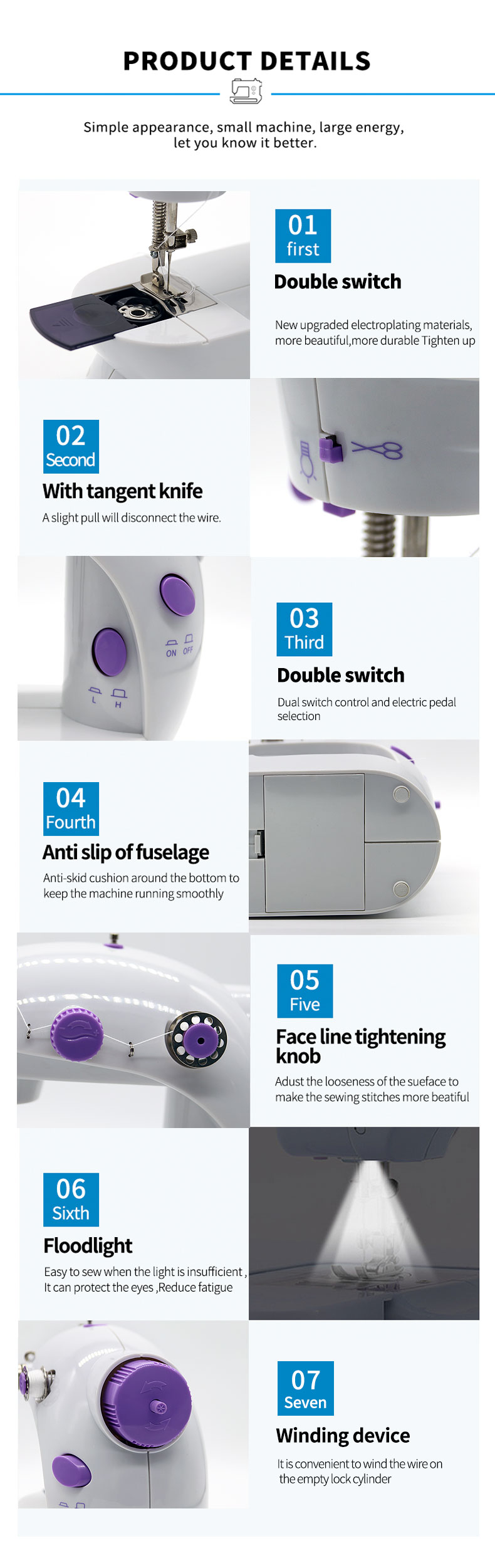 Video Technical Support After Service Portable Mini Household Sewing Machine UFR-202