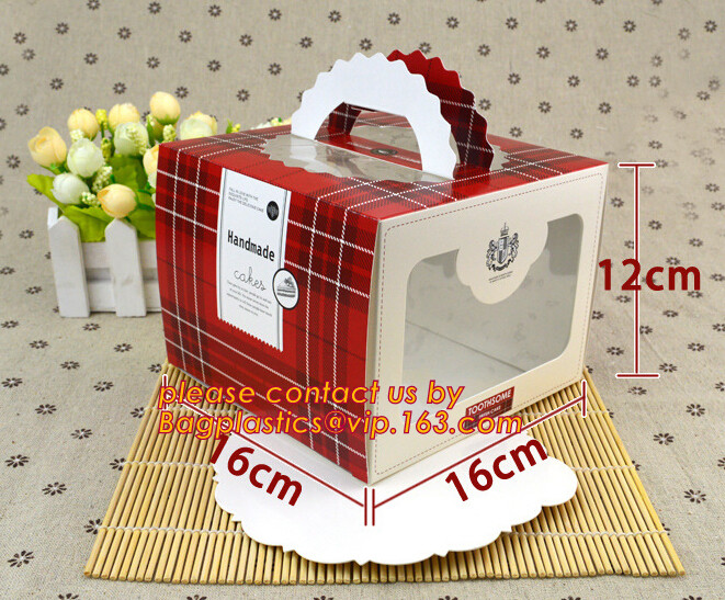 Wholesale custom Paper Cookies packing Cake Box with PVC window,Wholesale Plastic Square Birthday Wedding Packaging Clea