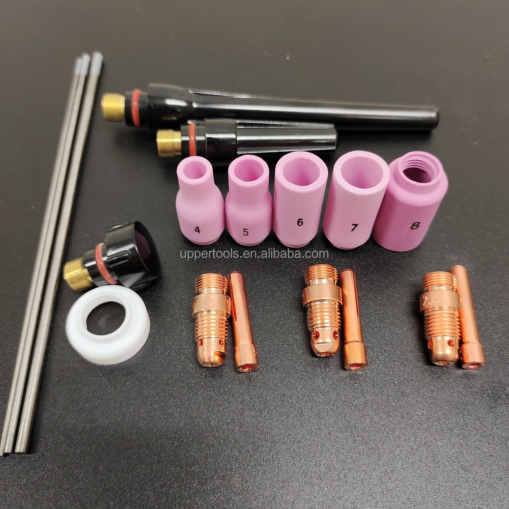 0.28KG Alumina Nozzle Collet Body Electrode Insulator TIG Welding Torch Consumables Kit for WP-17/18/26 13N 18pcs