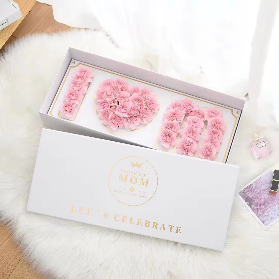 Customized Floral Design I Love U flower Gift Box Paper for Luxury Mother's Day