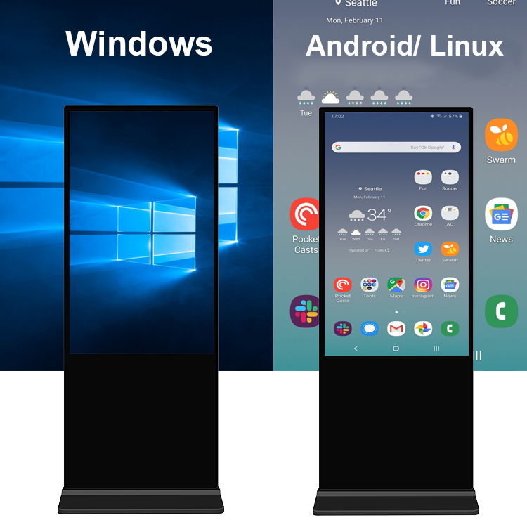65 Inch Indoor Dual Screen Lcd Advertising Display Kiosk