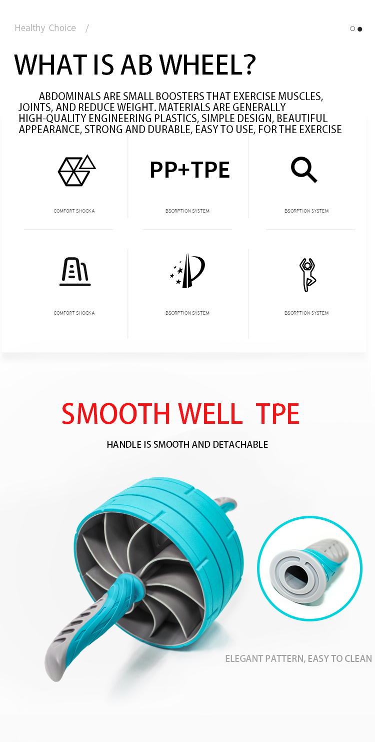 TPE 36.5CM Exercise AB Wheel Abdominal Strength Training Roller Daily Workout ODM