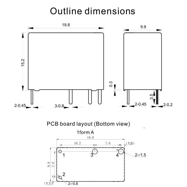 PCB Mount SPST 12V SPST Relay 10 Amp Relay Class A Insulation RJE-112DM