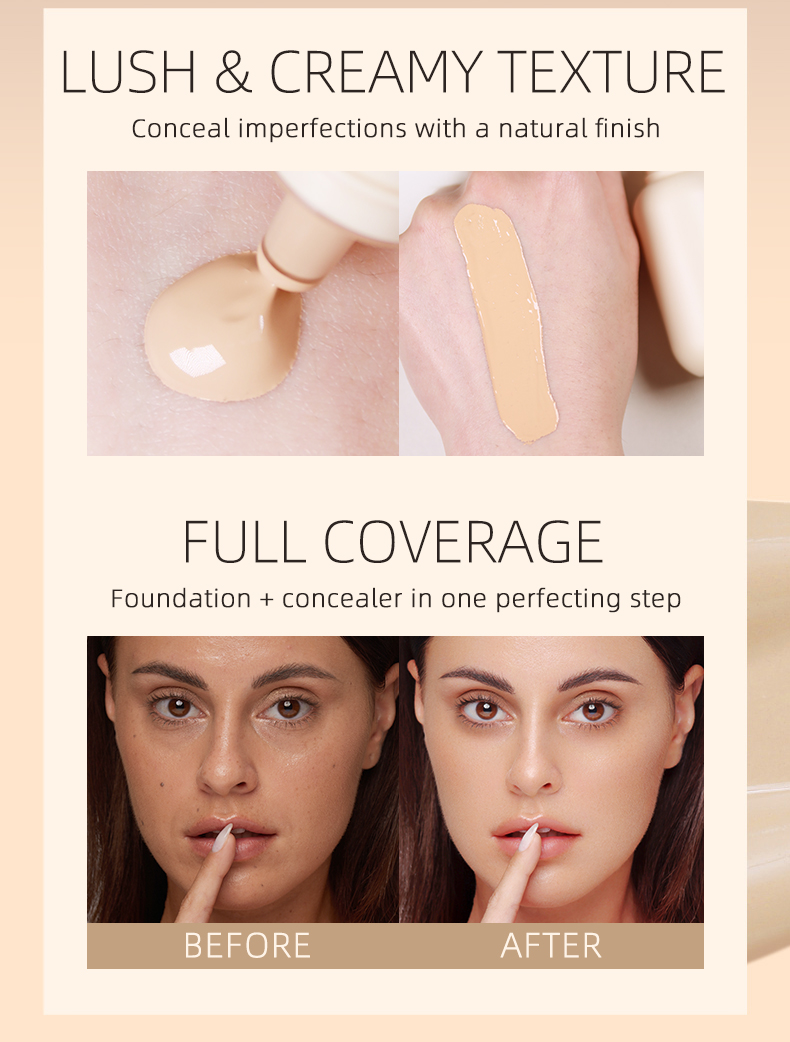 OEM New Hot Liquid Foundat Makeup Set Private Label Includes Foundation Concealer Matte Sunscreen-Support Foundation Brush Set
