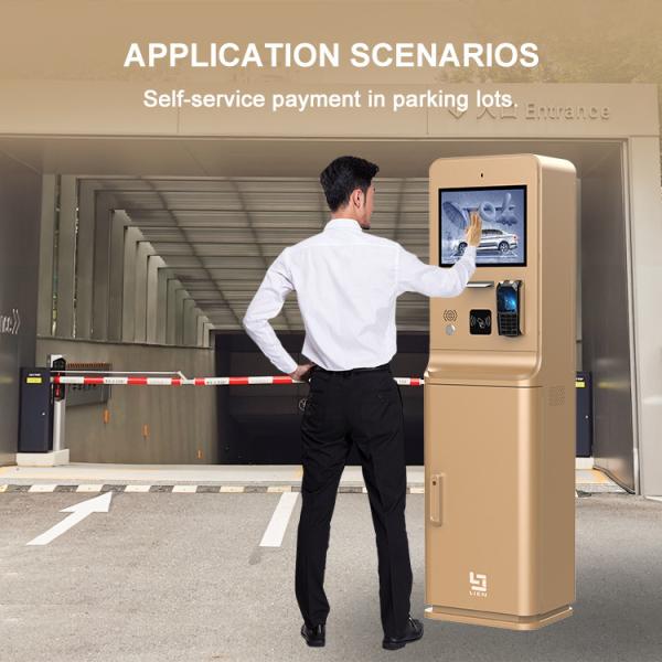 Outdoor Parking Lot Payment Kiosk With 21.5 Inch HD Touch Screen Camera Bank