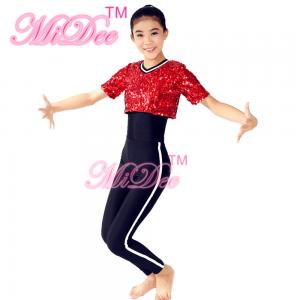  Sequins Short T-Shirt Hip Hop Dance Costumes Jazz & Tap Dance Dress Gymnastics Sport Clothing  For Girls Manufactures