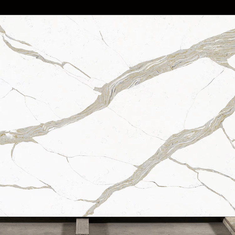 Calacatta White Quartz Countertops Slab Quartz Stone Slab 3200*1600mm For Counter Tops