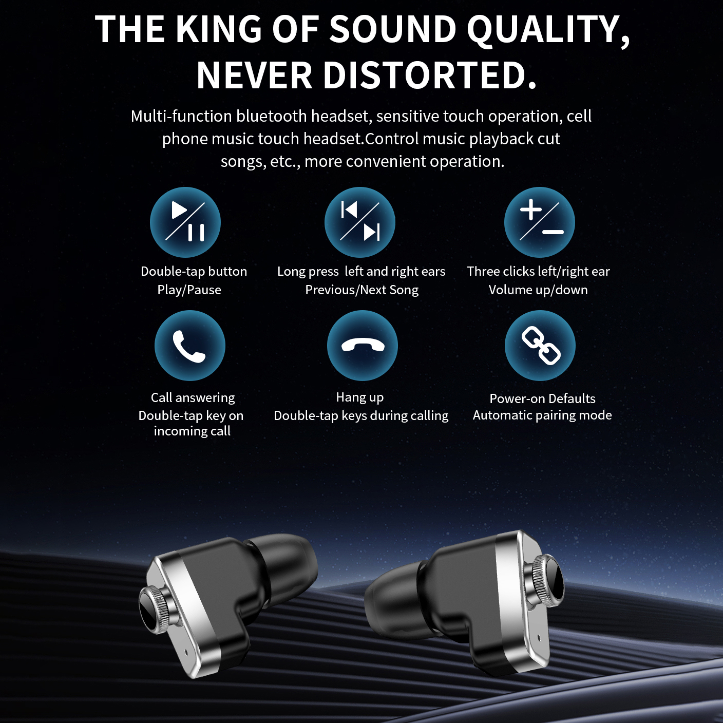 IPS Screen IP67 Waterproof Wireless Earphone Smart Watch Music Bracelet 1.52 Quot