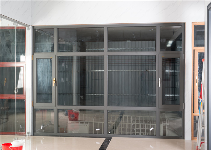 Red Aluminium Frame Fixed Glass Window , Residential Aluminum Windows