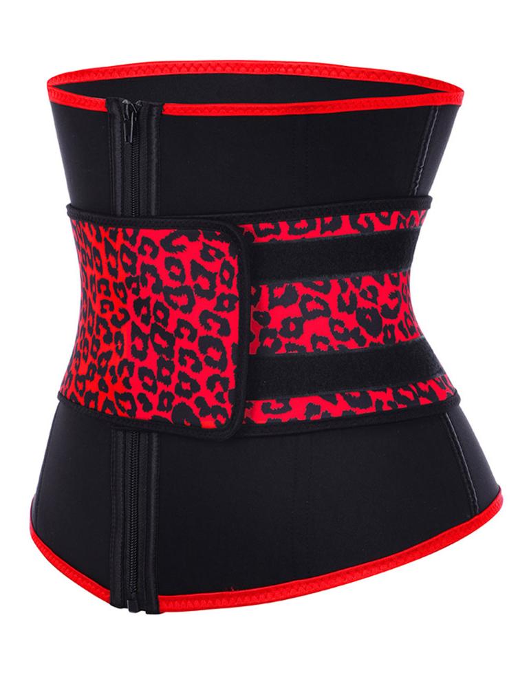 Knitted Weaving Method Private Label Leopard Print Compression Belt Waist Trainer