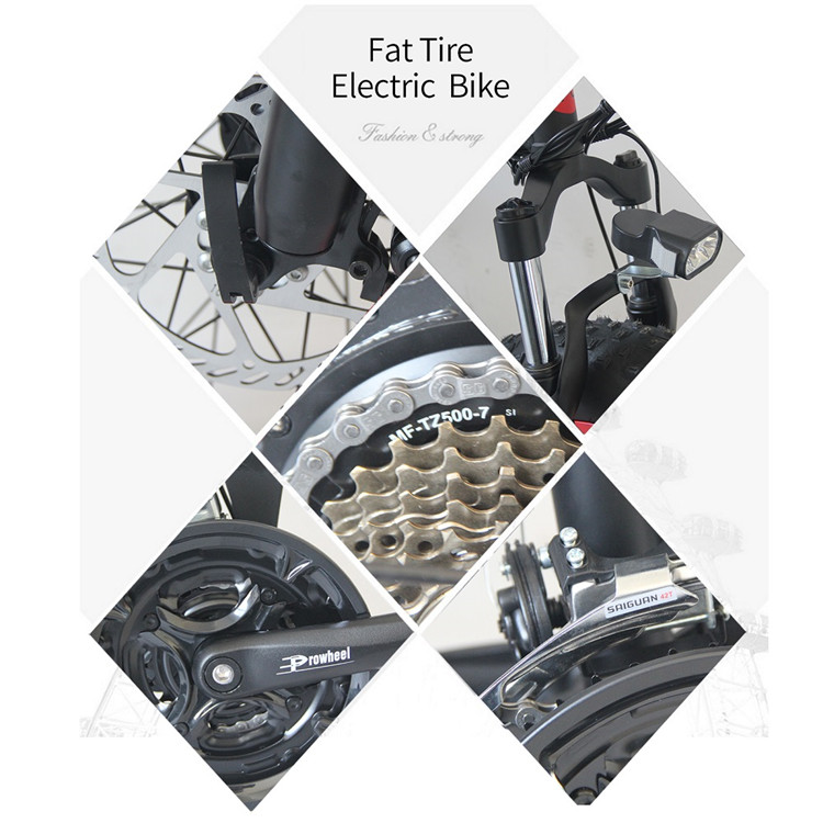 48V Fat Tire Folding Electric Bike , 30-50km/H Folding Electric Fat Bike