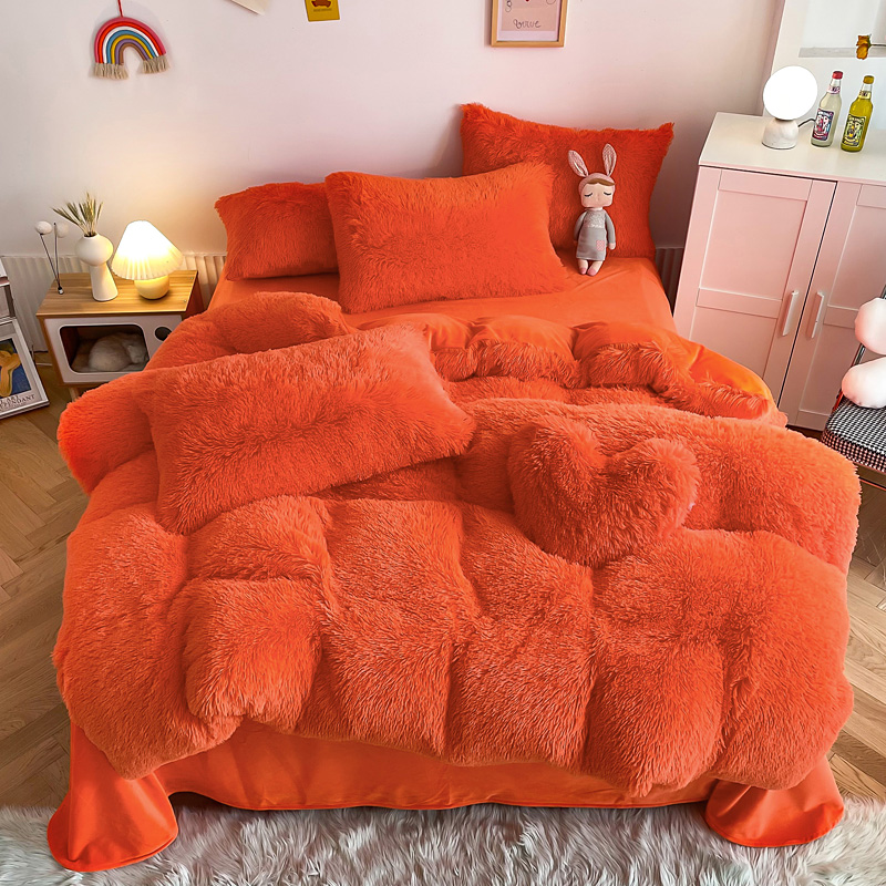 Thick Coral Velvet Bed Sheet Set Luxury Designer Comforter Sets for Winter Protection