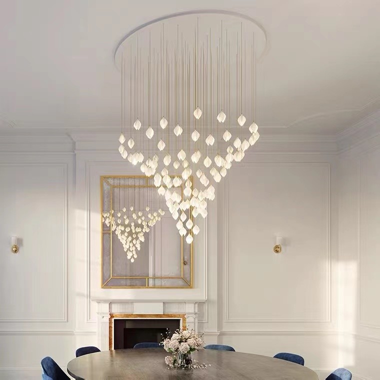 Ceramic Porcelain White Flower Decorative Chandelier Wedding Pendant Lamp For Hotel
