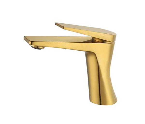 Single Lever Basin Mixer Faucet Bathroom Brushed Gold Brass Hot And Cold Water