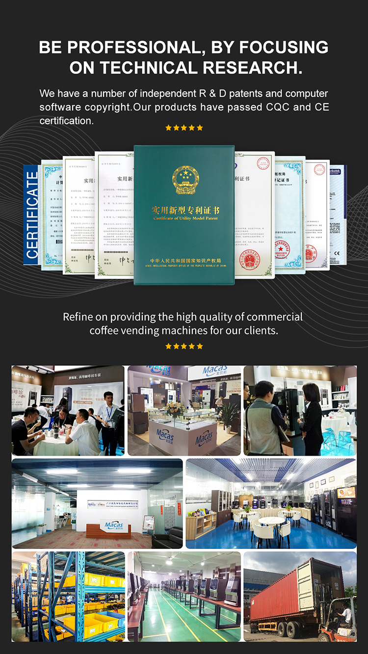 Factory High Quality Touch Screen Tea Coffee Vending Machine For Office