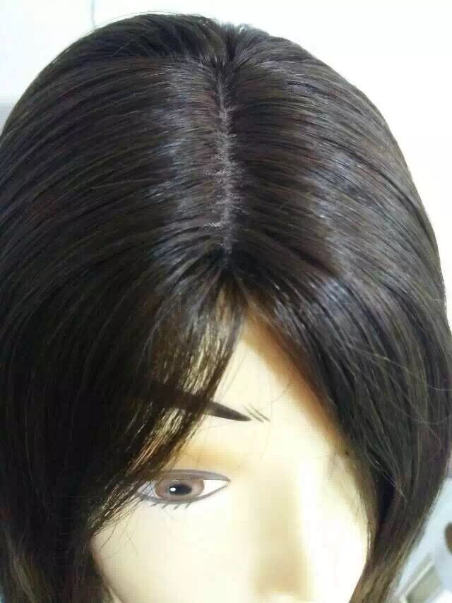 European Human Hair Wig Jewish Wig Kosher Wig, 22 inches Dark Roots