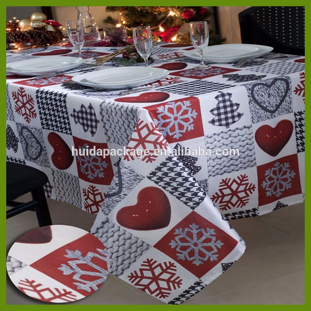 Printed ball designs table cloth made of 100% polyester woven fabric cloths