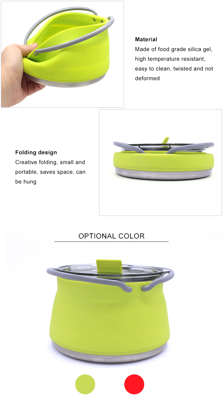 250g Travel Folding Cooking Silicone Collapsible Kettle