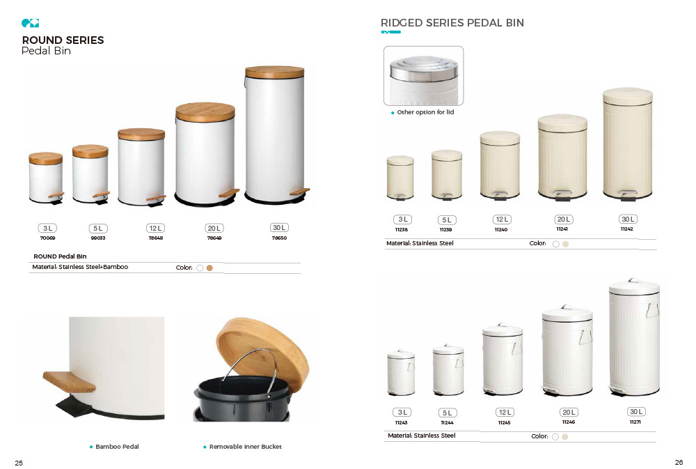 Round Shape Household Pedal Trash Bin Stainless Steel with Thin Lid OEM ODM Offered