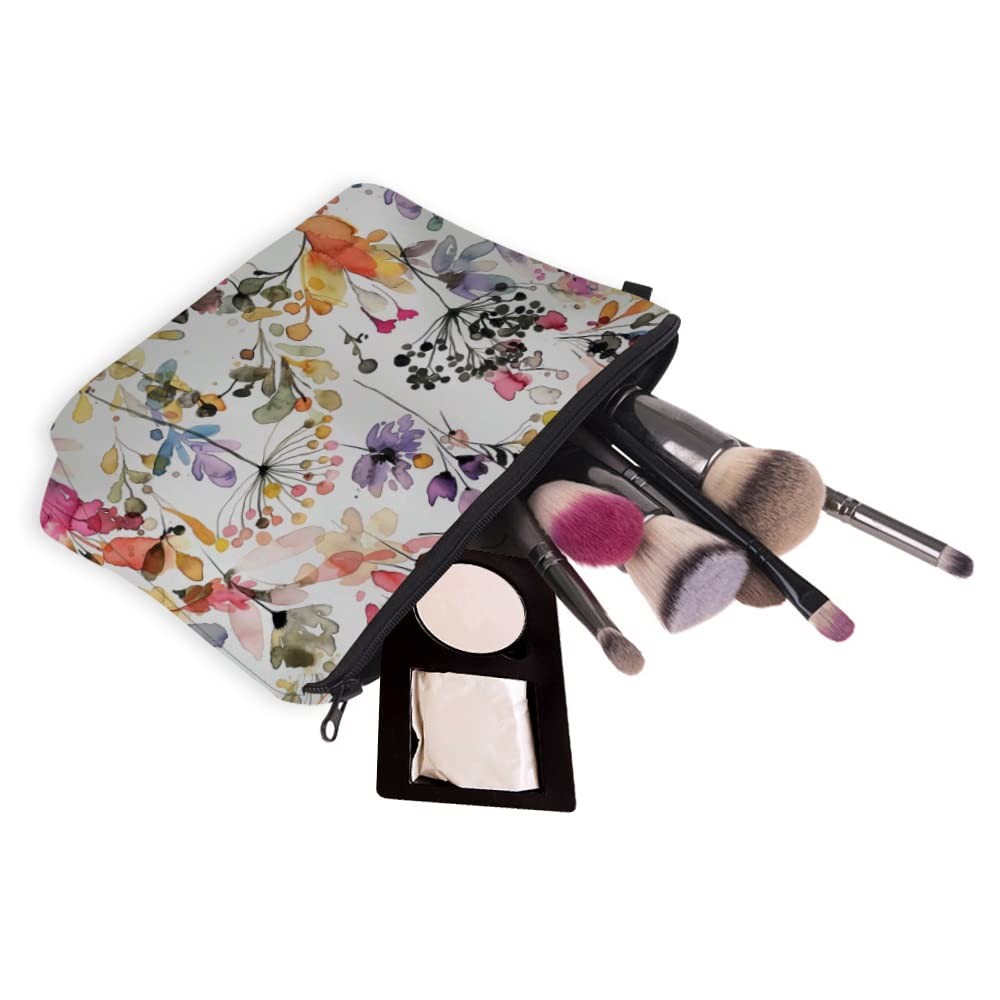 Soft Makeup Pouch Travel Bags For Toiletries Waterproof Wild Grasses Flowers