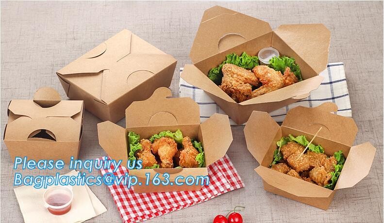 Cheap Cardboard foldable kraft paper lunch box with window,Lunch noodle fast food kraft paper box by customized logo pri