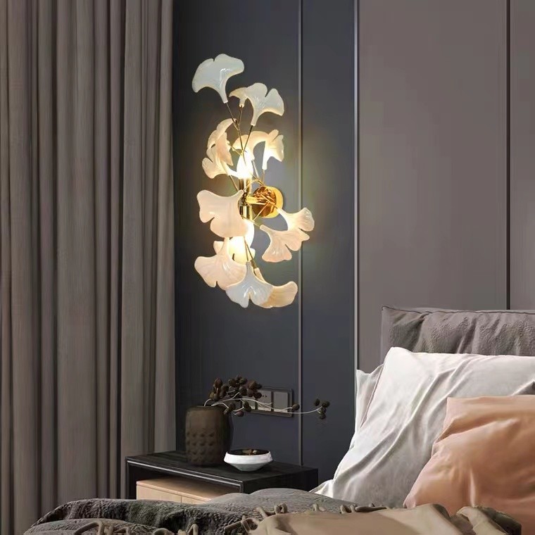 New Design Bedside Decorative Marble Flower Bedroom Indoor Wall Mounted Sconce Lamp