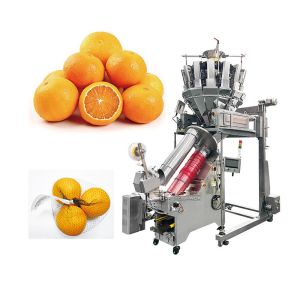 China Extra Heavy Duty Caster Fruit Multihead Weigher For Net Bag Clipping Transparent Or Semi-Transparent Mesh Bags on sale