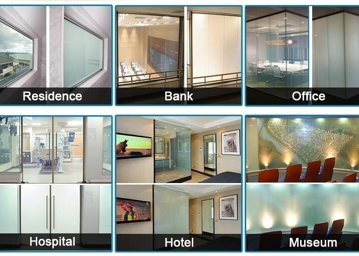 PDLC Non Adhesive Opaque Smart Privacy Switchable Frosted Glass