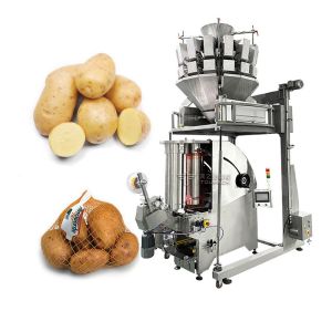 10 Head Multihead Weigher Potato Onion Mesh Bag Packaging Machine Fruit
