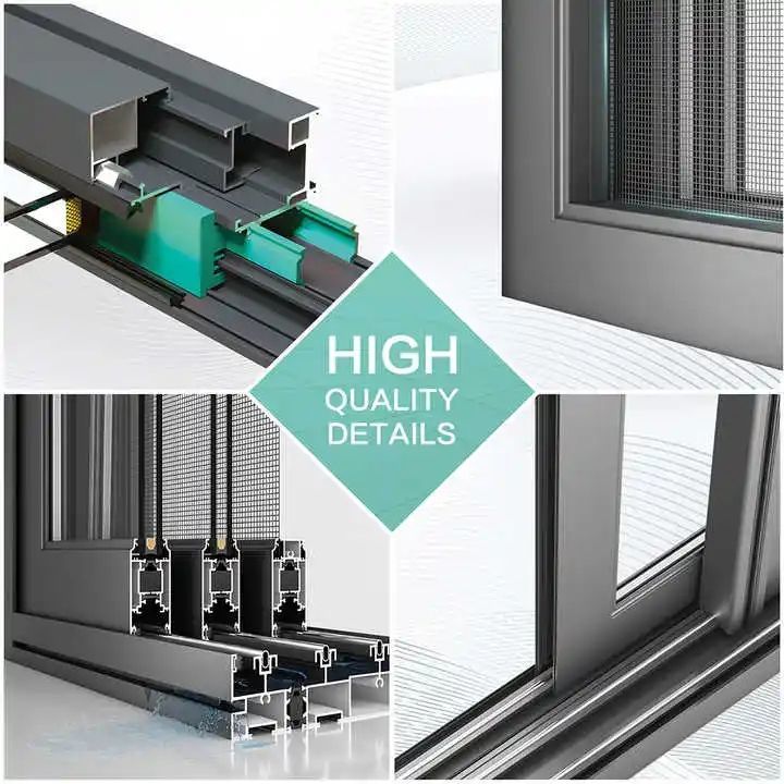 Double-Layer Tempered Glass Window Safety and Energy Saving Aluminum Sliding Window