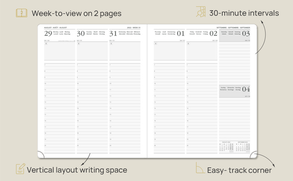Custom Hardcover Weekly Planner 2023 2 Page Weekly Plan Quick Search Corners