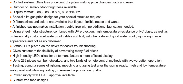 LED Digital Gas Pricer Sign for Gas Station Brightness 6000cd Waterproof level IP65