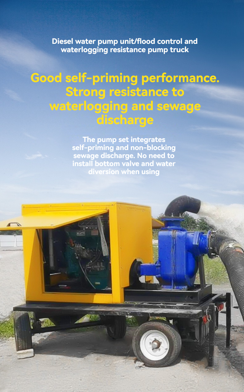 Self Priming Mobile Pump Truck 800 1000 Square Diesel Engine Pump Water Treatment