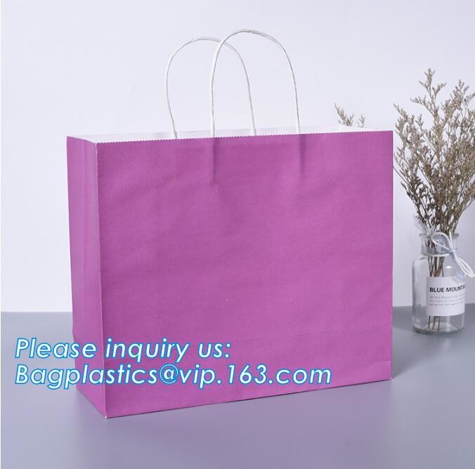 Customized Red Printed Kraft Paper Shopping Bag with Ribbon Handles and Bowknot,Kraft Paper Shopping Bag with Kinds off