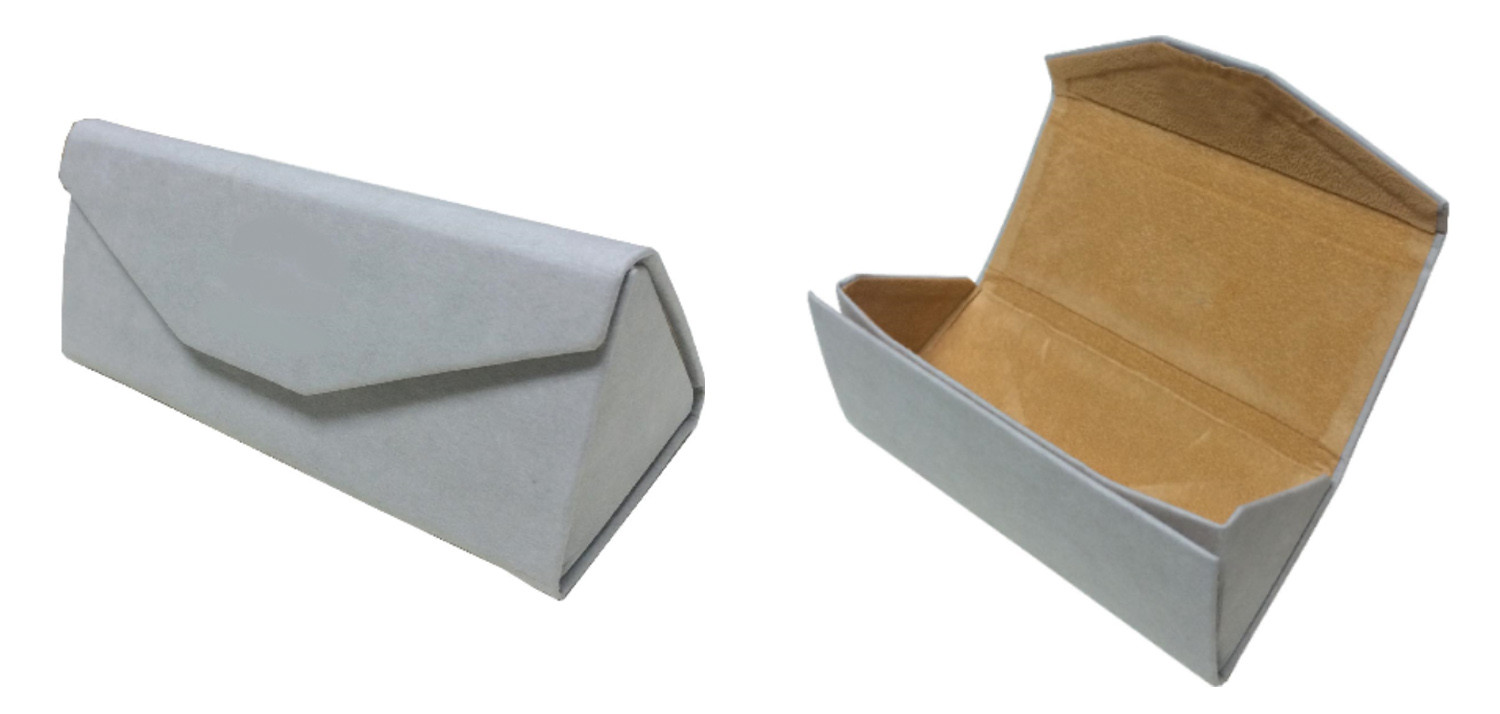 Triangular Folding Eyeglass Case Grey Recycle Kraft Paper Triangle Spectacle Case Box