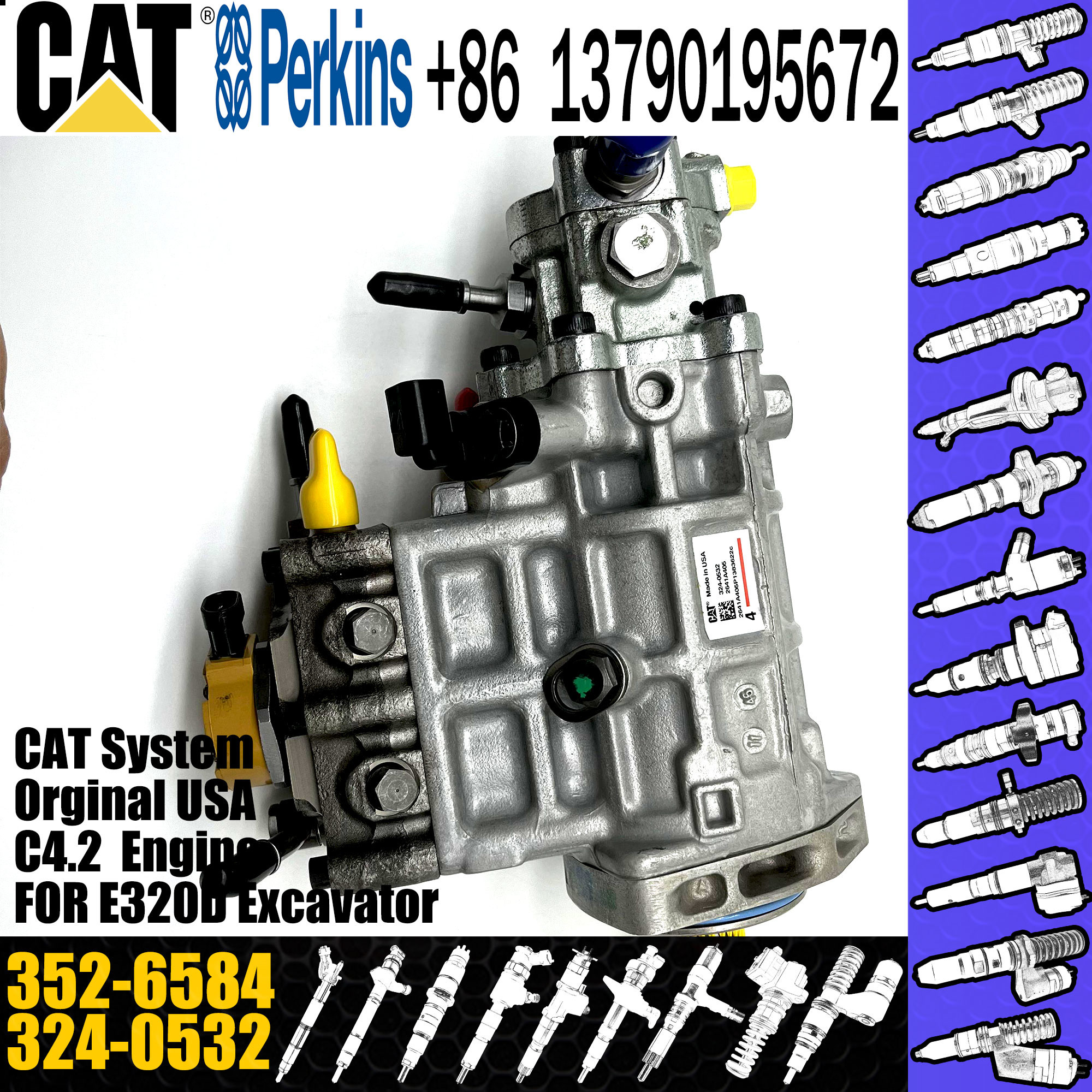 C4.4/C6.6 Common Rail Fuel Pump 324-0532 352-6584 With Genuine Packing